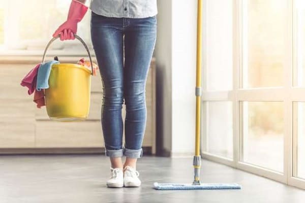 traditional mop and bucket