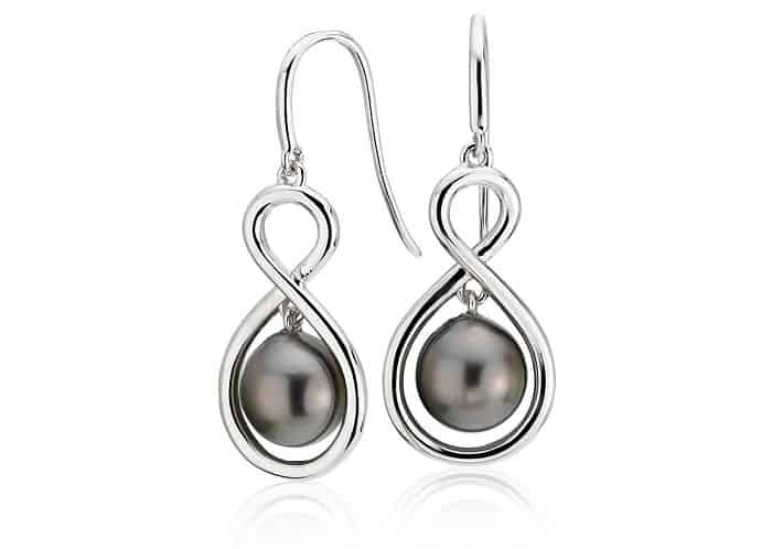 Black Gemstones Black pearl earrings