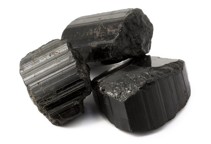 Rough black tourmaline rocks