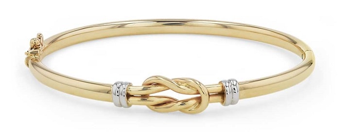 Platinum vs. white gold vs. yellow gold vs. rose gold Love Knot Bangle bracelet