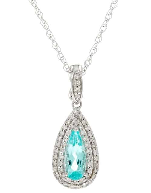List Popular Gemstones Paraiba Tourmaline necklace in 14k white gold