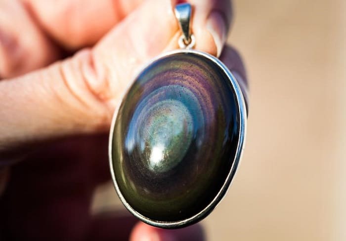 List Popular Gemstones Rainbow Obsidian pendant