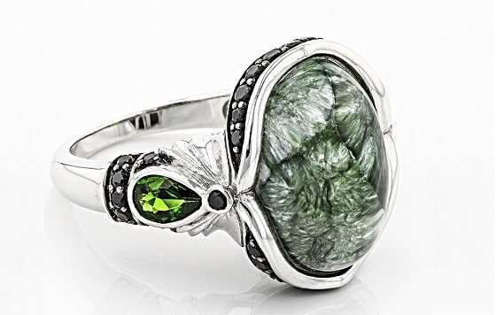 List Popular Gemstones Seraphinite ring in sterling silver