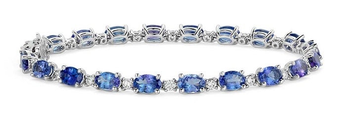 List Popular Gemstones Tanzanite bracelet in 14k White Gold