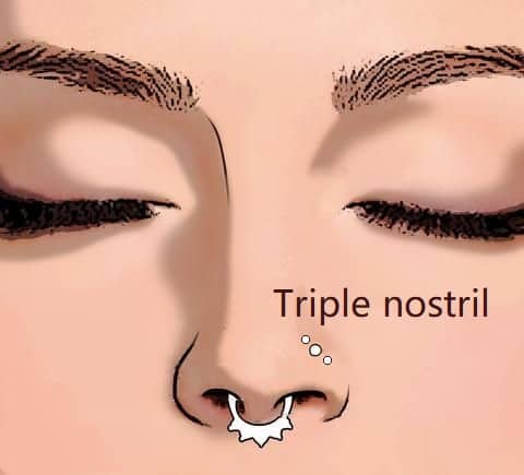types of nose piercings types Triple Nostril