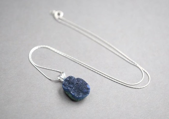 Blue Gemstones Azurite Drusy necklace