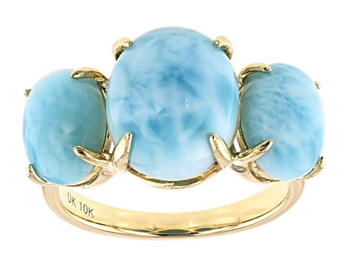 Blue Gemstones Larimar ring in 10k gold