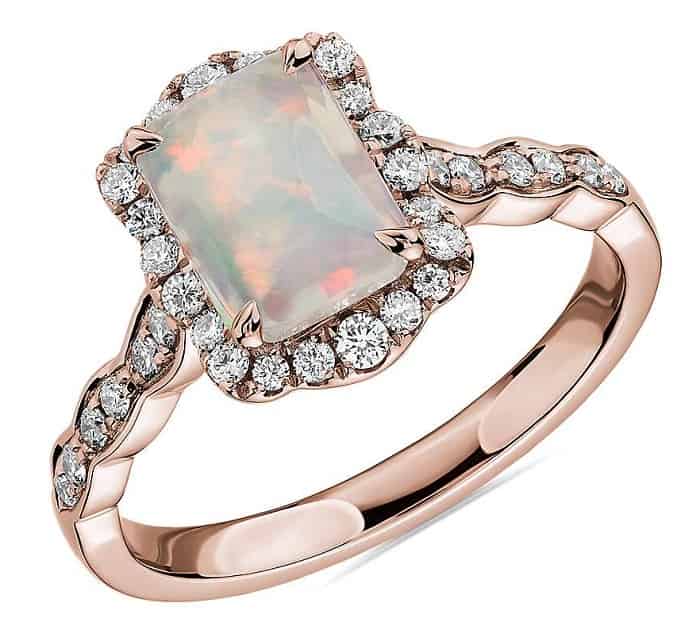 October birthstone opals ring