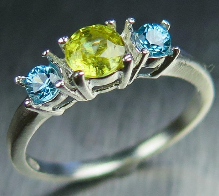 Yellow Gemstones Sphene titanite ring