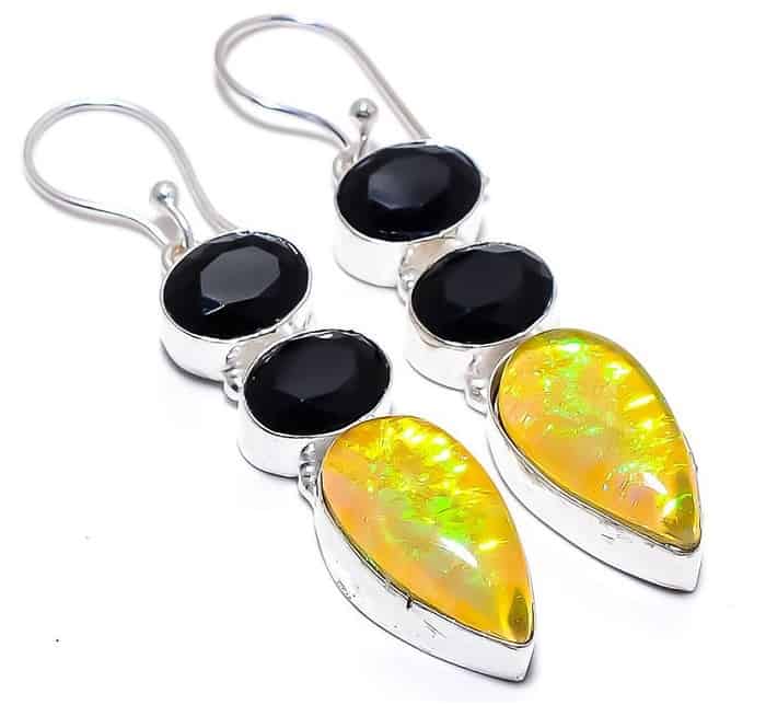 Yellow Gemstones yellow Fire Opal earrings