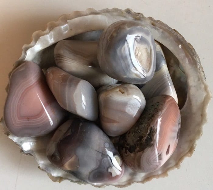 pink agate tumbled stones