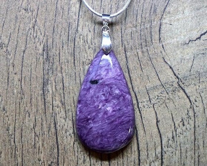 Charoite Meaning pendant chain sterling silver