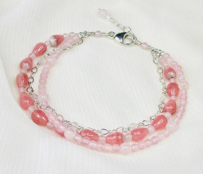 Beautiful Hearts Filled with Red and Green Crystal Bracelet