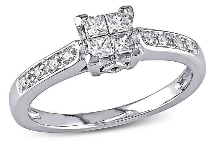 cheap engagement rings walmart Princess and Round-Cut Diamond