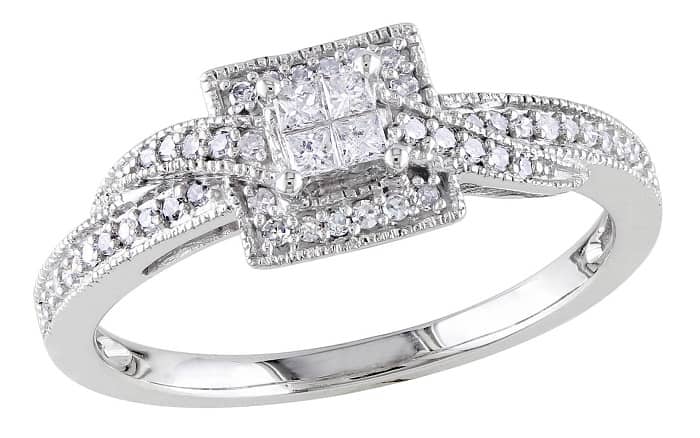cheap engagement rings walmart Princess and Round-Cut Diamond