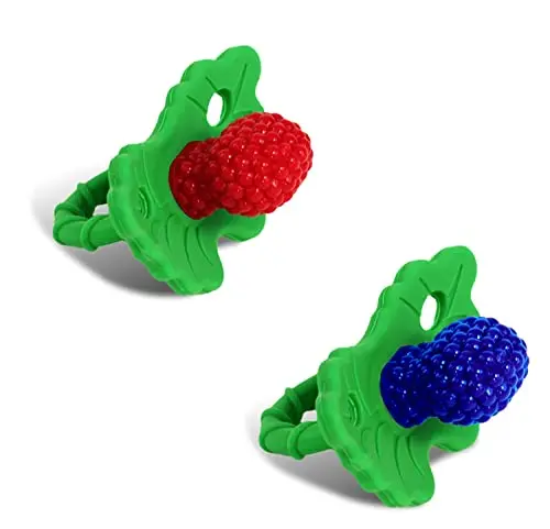 RaZbaby RaZberry silicone teether pacifier for teething relief