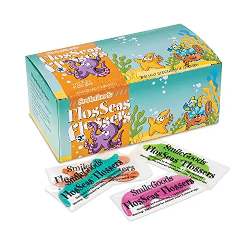 Practicon SmileGoods FlosSeas Flossers with sea animal shapes, individually wrapped