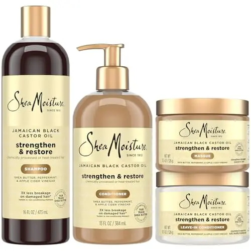 SheaMoisture Jamaican Black Castor Oil shampoo, conditioner, leave-in, and hair mask set