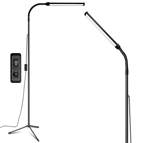EBEST metallic black floor lamp with flexible neck for makeup