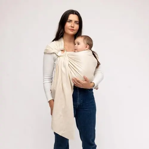 WildBird linen ring sling in Sparrow color with rose gold ring