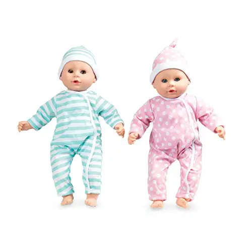 Melissa and Doug twin baby dolls Luke and Lucy in light skin tone with rompers