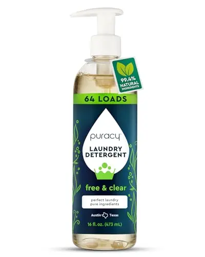 Puracy liquid laundry detergent bottle with pump