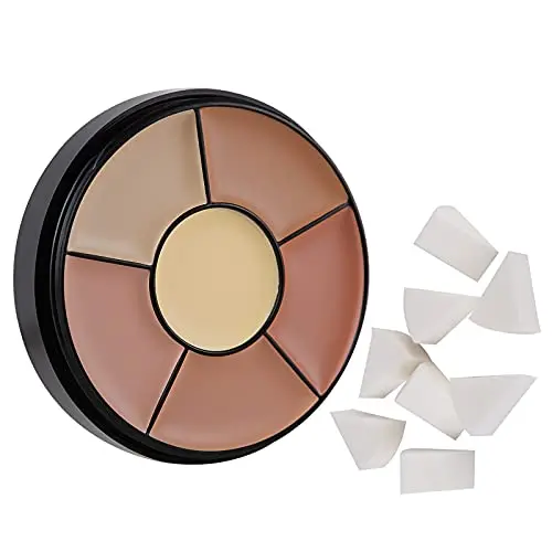 MEICOLY 6-shade concealer palette with white sponges for covering bruises