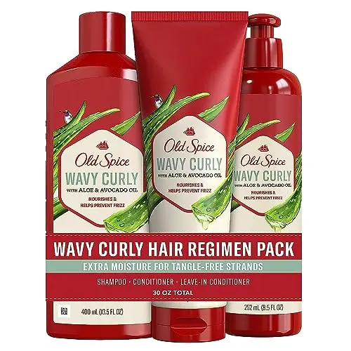 Old Spice shampoo, conditioner, and leave-in conditioner bundle for wavy curly hair
