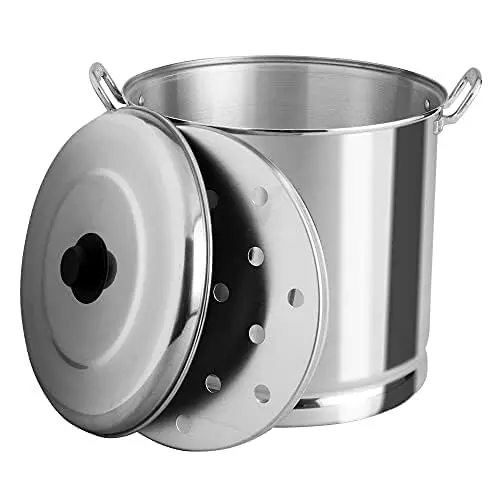 Vasconia 27.5-quart aluminum steamer pot with steam tray and aluminum lid