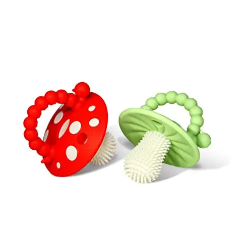 RaZbaby Chompy red and green silicone teething pacifier
