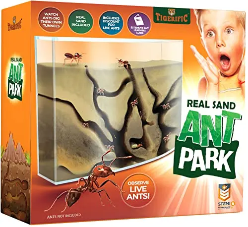 Tigerific ant farm with real sand and colorful learning booklet