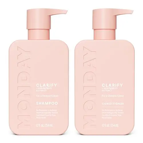 Monday Haircare Clarify Shampoo and Conditioner Set pink bottles