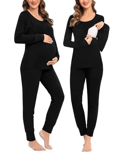 SWOMOG women's maternity and nursing thermal underwear set