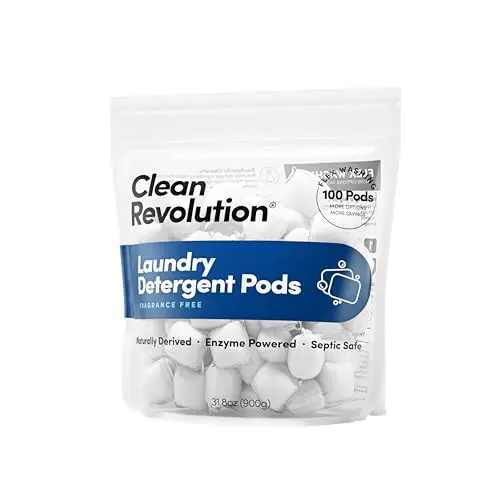Clean Revolution fragrance-free laundry detergent pods in a resealable pouch