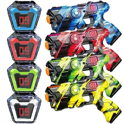 BAIAI laser tag set of four guns and digital LED vests.