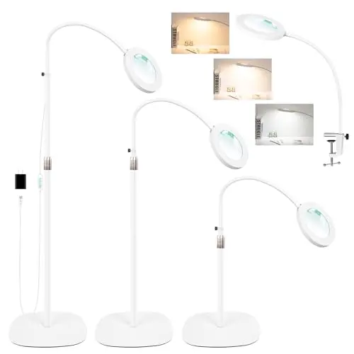 NUEYiO white magnifying floor lamp with adjustable swing arms