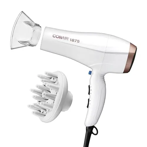 Conair Double Ceramic Hair Dryer in white with included diffuser