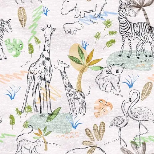 VaryStyle cute jungle safari animal peel and stick wallpaper on a pink background