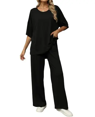 KevaMolly black 2 piece lounge set for postpartum women