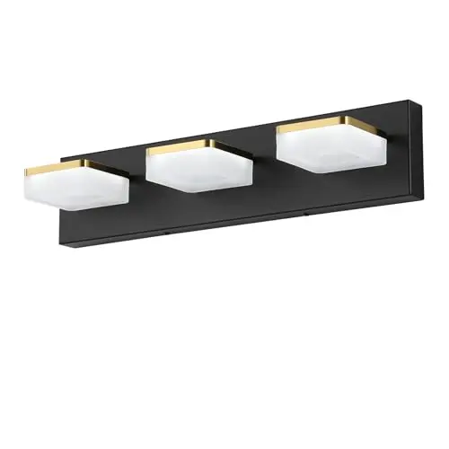 Bicrink modern black and gold 3-light bathroom vanity fixture