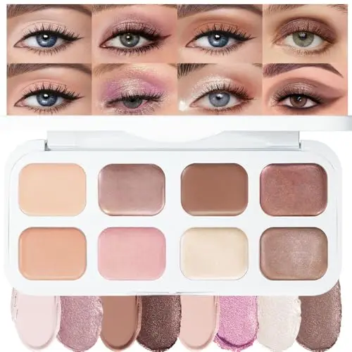 evpct 8 Colors Cream Eyeshadow Palette in a compact with shimmer and matte shades
