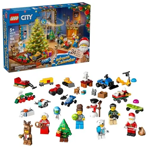 LEGO City Advent Calendar 2025 box showing festive holiday scenes and minifigures