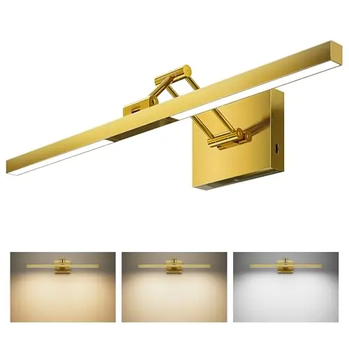 VONLUCE brushed gold vanity light with rotatable LED head