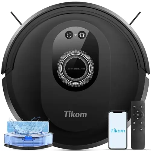 Tikom G8000 Max black robot vacuum and mop combo