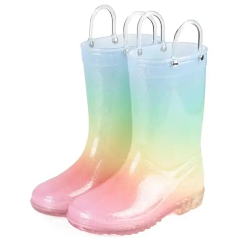 JUDIS girls rain boots with multi-color glitter design