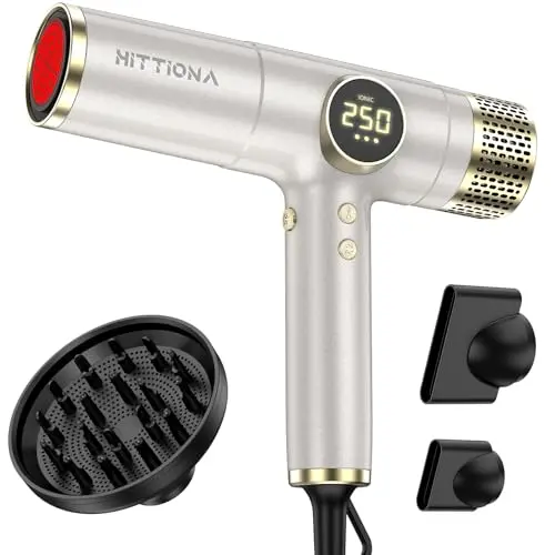 HITTIONA Infrared Ionic Hair Dryer with dual voltage for international travel