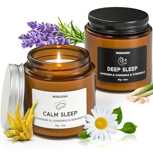 Waxcanpy black and white labeled sleep candle gift set