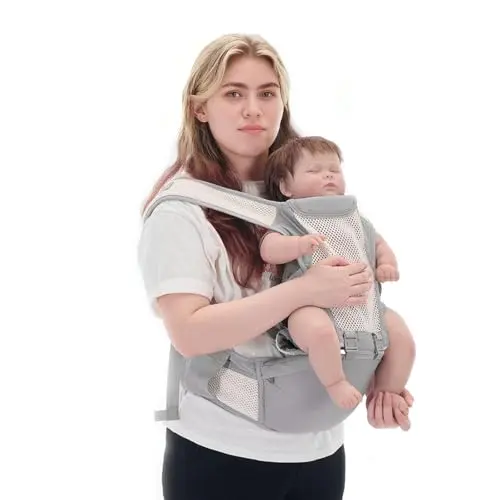 Gentle Monster lightweight structured baby carrier in grey with breathable mesh panels