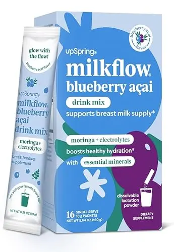 Upspring Milkflow Blueberry Acai electrolyte and lactation supplement drink mix packets